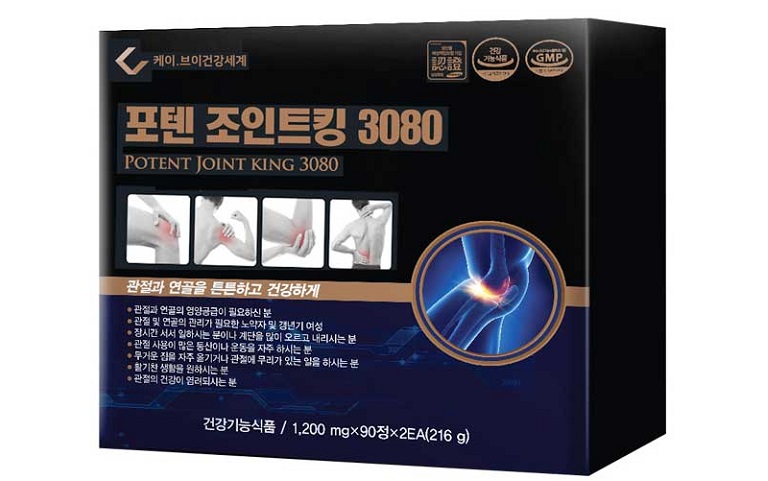 Thuốc thoái hóa cột sống Hàn Quốc Potent Joint King 3080 có thành phần chính là Glucosamine và sụn vi cá mập 